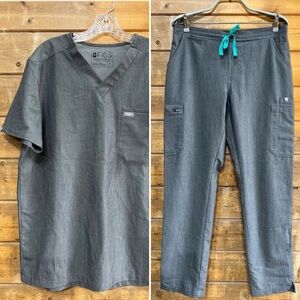 FIGS Set Leon Three-Pocket Scrub Top & 11-Pocket Pants Gray Men’s M Matching Set